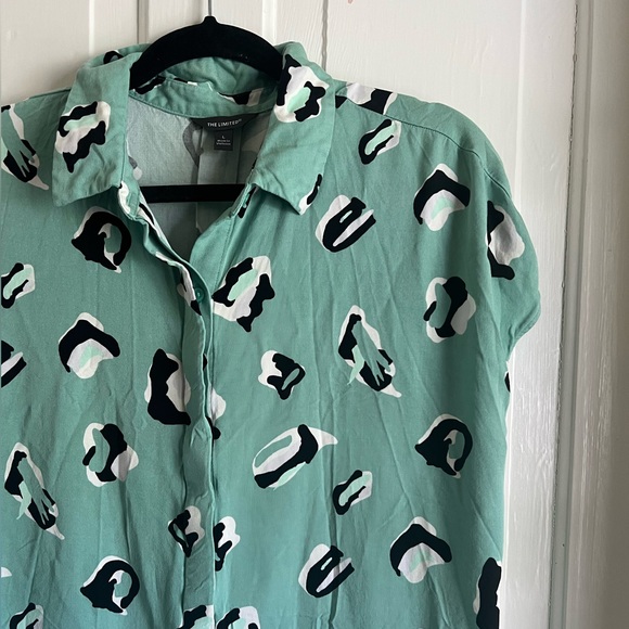 The Limited green print shirt dress large - Picture 2 of 3